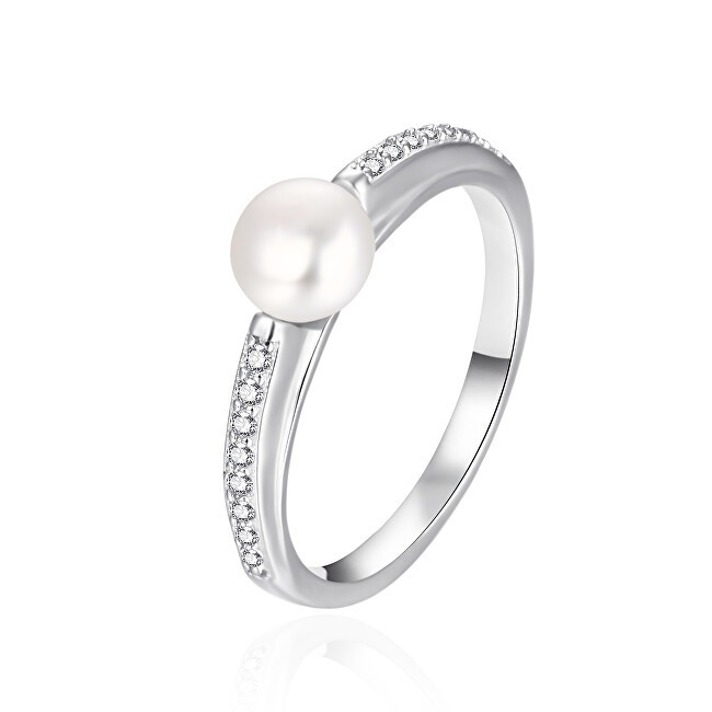 Agato Elegante anello in argento con perla autentica AGT-R08W - Diametro: 56 mm donna