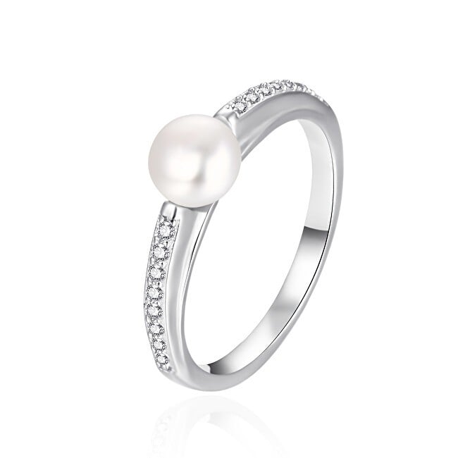 Agato Elegante anello in argento con perla autentica AGT-R08W - Diametro: 58 mm donna
