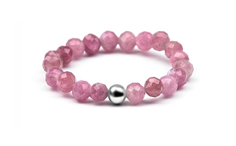 Agato Anello minerale con tormalina rosa POL-R19 - Diametro: 52 mm donna