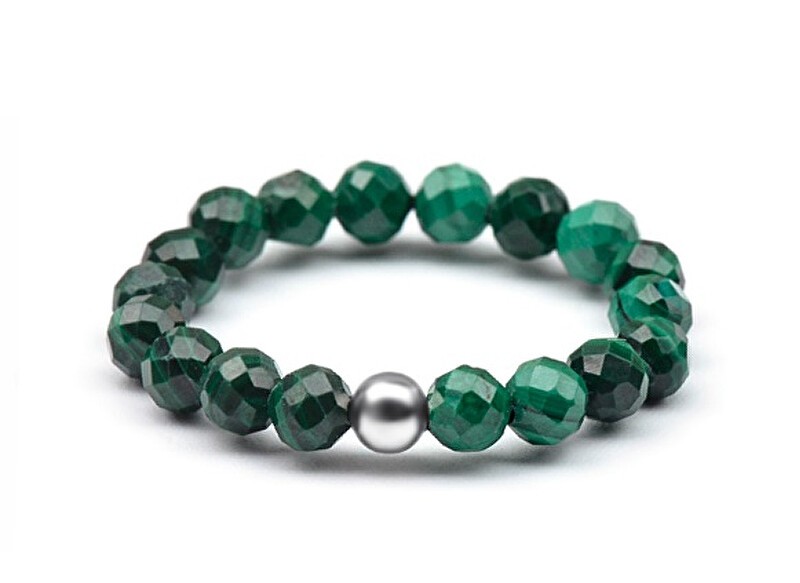 Agato Anello minerale con malachite verde POL-R07 - Diametro: 49 mm donna
