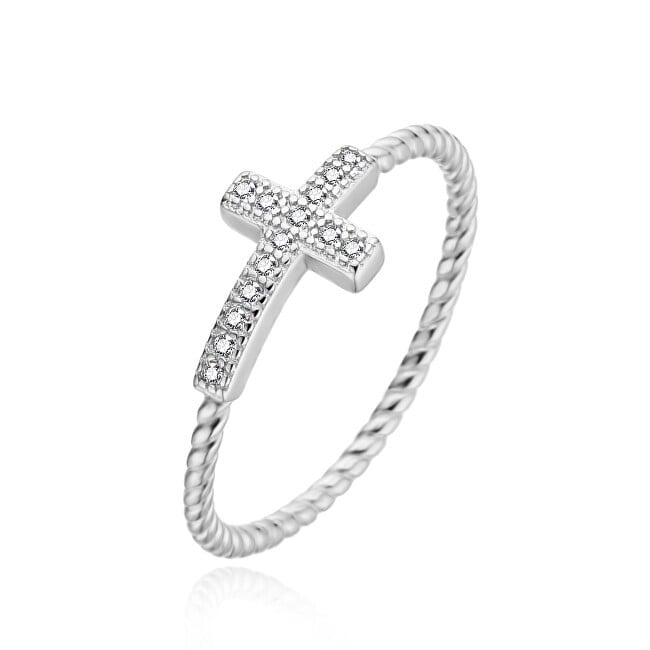 Agato Anello in argento con zirconi Cross AGT-R71W - Circonferenza: 54 mm donna