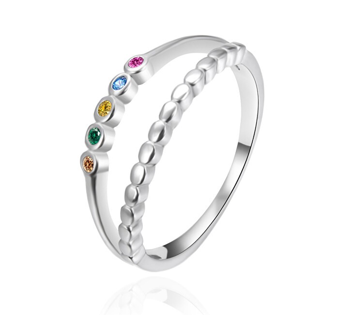 Agato Anello doppio in argento con zirconi colorati AGT-R48C - Diametro: 56 mm donna