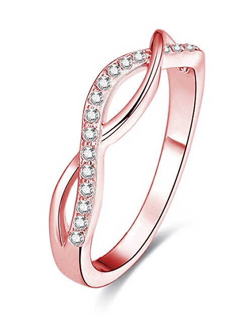 Beneto Anello in argento placcato oro rosa con cristalli AGG191 - Circonferenza: 50 mm donna