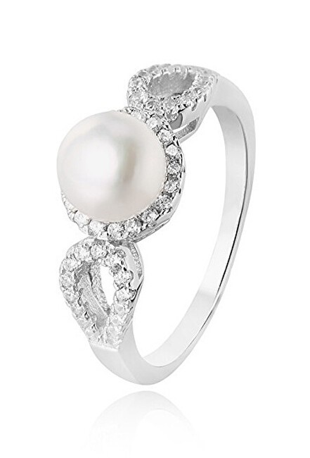 Beneto Anello in argento con cristilla e perla vera AGG205 - Diametro: 50 mm donna
