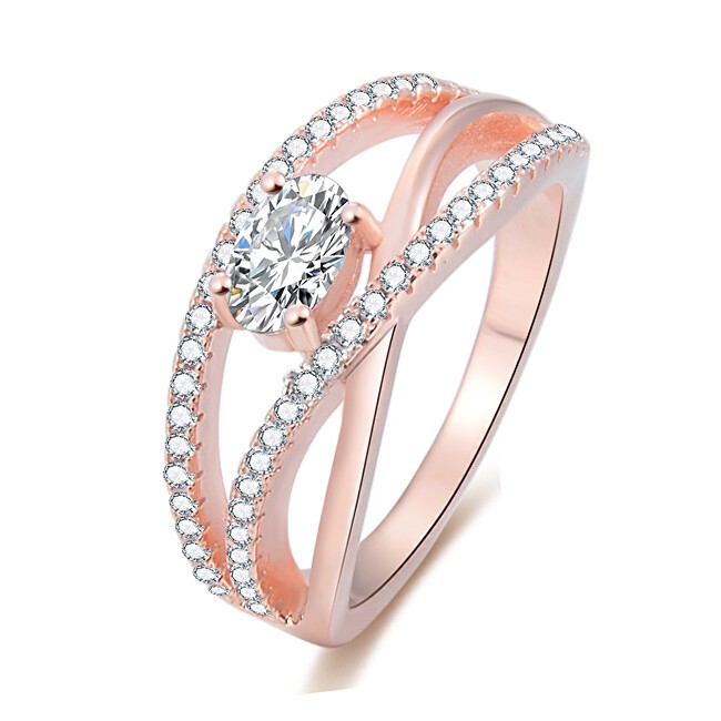 Benet Anello in argento placcato oro rosa con zirconi AGG331 - Diametro: 52 mm donna