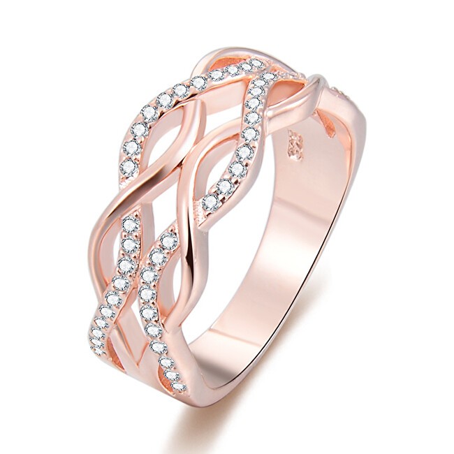 Benet Anello in argento placcato oro rosa con zirconi AGG333 - Diametro: 58 mm donna