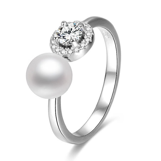 Beneto Anello aperto in argento con zirconi e perla AGG339 - Dimensioni: L (60 - 63 mm) donna