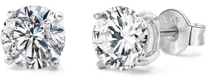 Beneto Bellissimi orecchini a bottone con zircone scintillante AGUP - Diametro: 0.3 cm donna