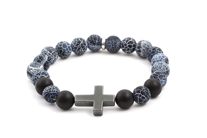 Agato Bracciale con perline di agata ed ematite MINK53 - Lunghezza: 19 cm donna