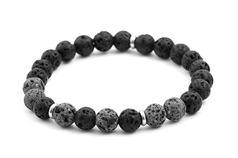 Agato Bracciale con perline in pietra lavaca MINK77/17 - Lunghezza: 17 cm donna