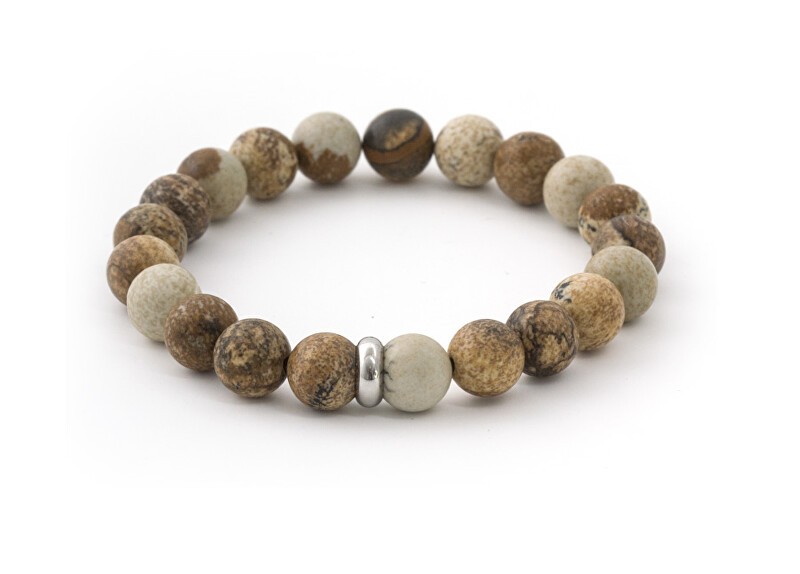 Agato Bracciale con perline di diaspro MINK108 - Lunghezza: 19 cm donna