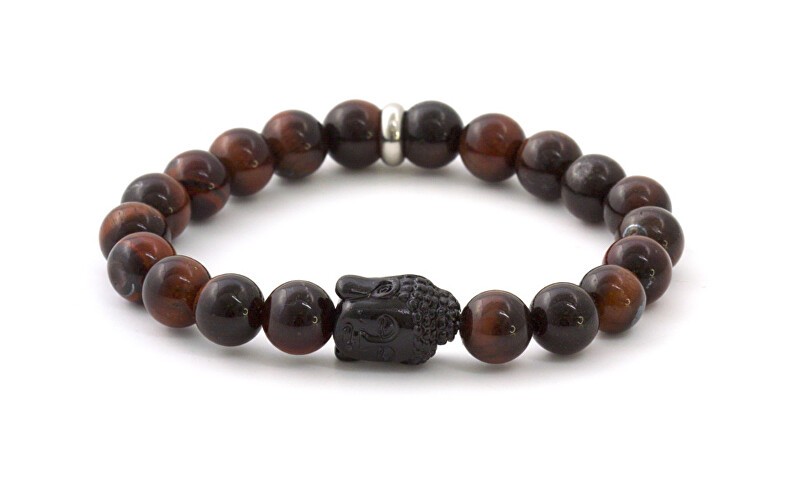 Agato Bracciale con perline di occhio di tigre MINK114 - Lunghezza: 19 cm donna
