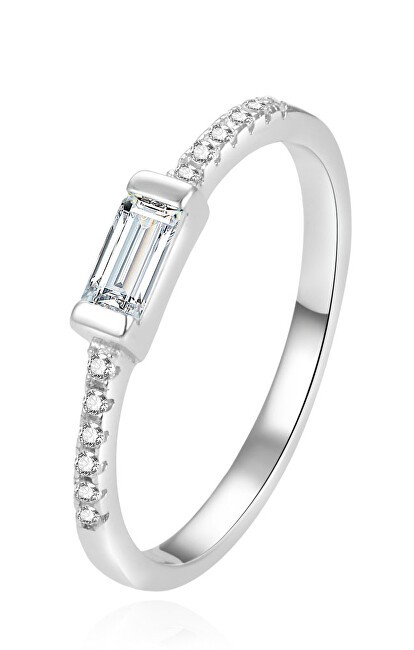 Beneto Anello minimalista in argento con zirconi AGG407 - Diametro: 60 mm donna