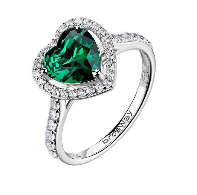 Brosway Anello a forma di cuore in argento con zirconi cubici Fancy Life Green FLG147 - Circonferenza: 50 mm donna
