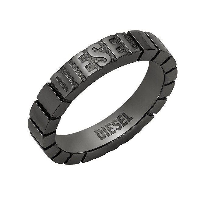 Diesel Anello moderno in acciaio nero DX1612060 - Circonferenza: 60 mm unisex