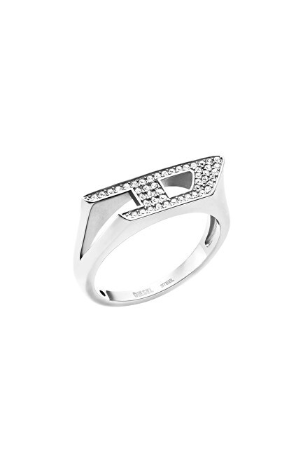 Diesel Anello unisex in acciaio con cristalli DX1629040 - Circonferenza: 63 mm unisex