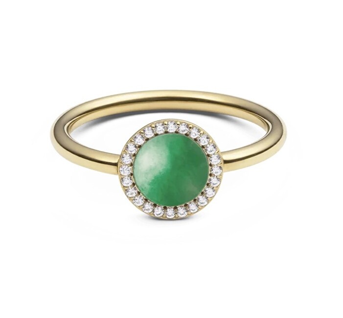 Daniel Wellington Anello placcato oro con giadeite e cristalli Audrey DW0040134 - Diametro: 52 mm donna