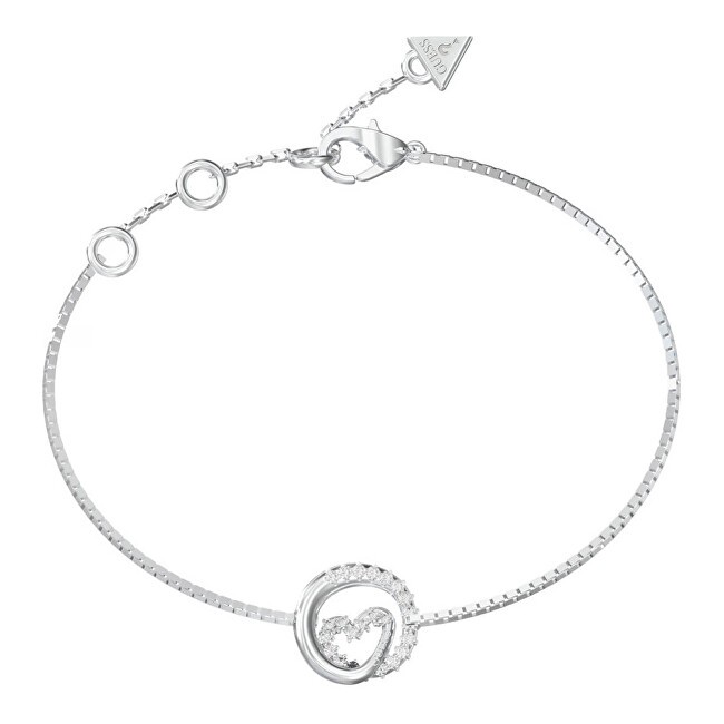 Guess Bracciale in acciaio con cristalli Heart Iconique JUBB05527JWRH - Lunghezza: 18,4 cm donna