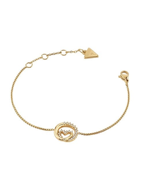 Guess Bracciale placcato oro con cristalli Heart Iconique JUBB05527JWYG - Lunghezza: 18,4 cm donna