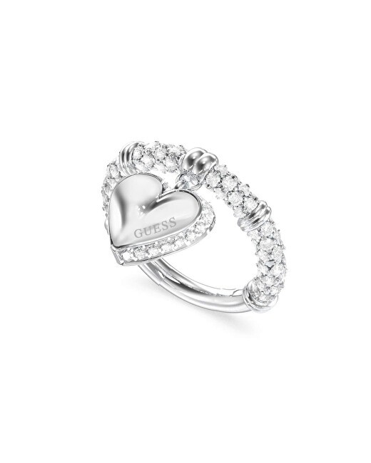 Guess Anello romantico in acciaio Heart By Your Side JUBR06077JWRH - Circonferenza: 58 mm donna