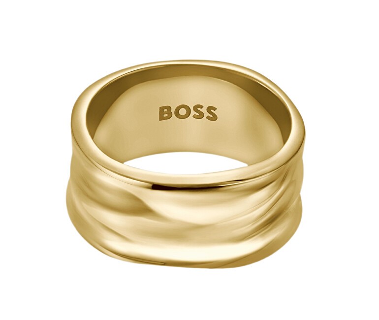 Hugo Boss Anello da donna Ripple 1580775 placcato oro, dal design distintivo - Circonferenza: 58 mm donna