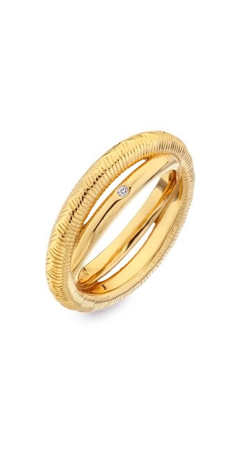 Hot Diamonds Anello Jacques Hope DR229 con doppio diamante placcato oro - Circonferenza: 56 mm donna