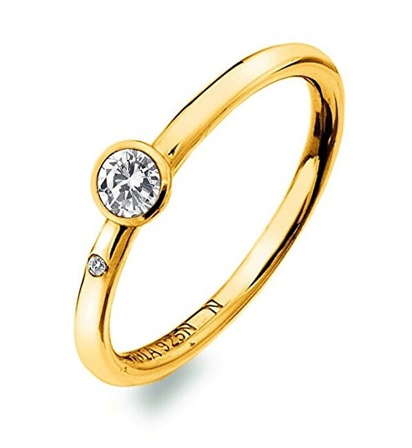 Hot Diamonds Anello di lusso placcato oro con topazio e diamante Gemstone DR293 - Circonferenza: 55 mm donna