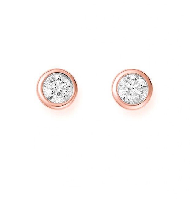 JVD Orecchini a bottone in bronzo pregiato con zirconi SVLE1517XH2RO - Diametro: 0.6 cm donna