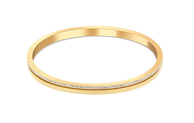 JVD Affascinante bracciale placcato oro con zirconi SSSB0057XI8GO - Diametro: 6.5 cm donna