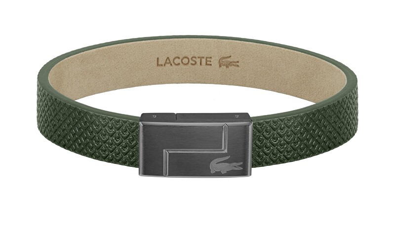 Lacoste Bracciale in pelle verde Monogram Leather 2040186 - Lunghezza: 17,5 cm uomo