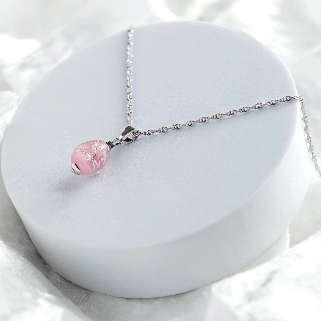 Lampglas Collana rosa nude tenue in argento sterling NNM5/AG/RHO - Lunghezza: 50 cm donna