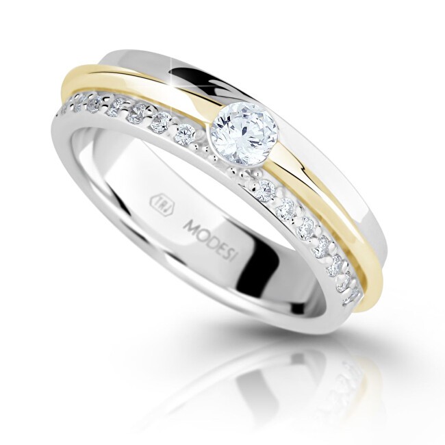 Modesi Anello in argento bicolore con zirconi M16023 - Diametro: 52 mm donna