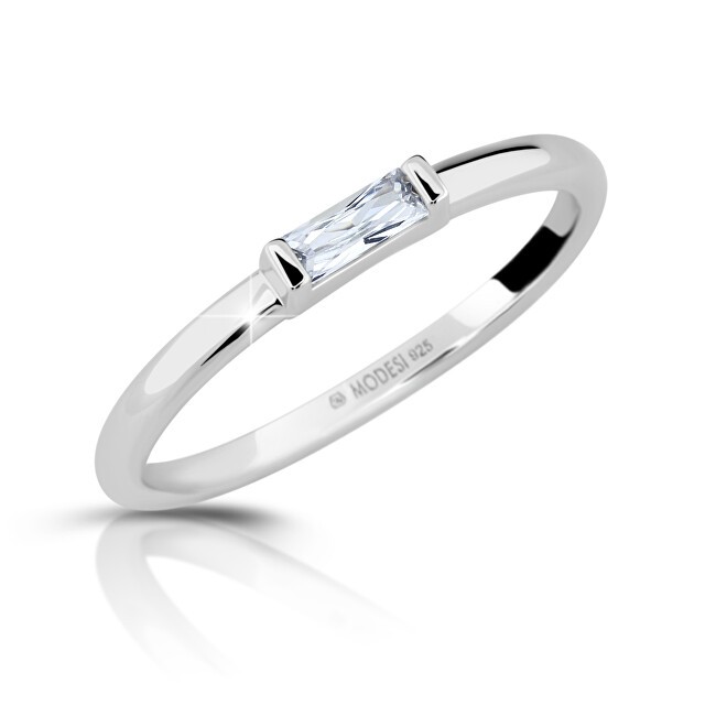 Modesi Anello minimalista in argento con zircone M01012 - Circonferenza: 59 mm donna