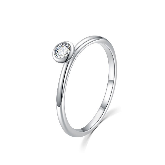 MOISS Incantevole anello in argento con zircone trasparente R00019 - Circonferenza: 53 mm donna