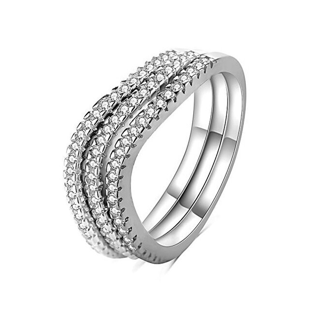 MOISS Anello triplo in argento con zirconi R00023 - Circonferenza: 58 mm donna