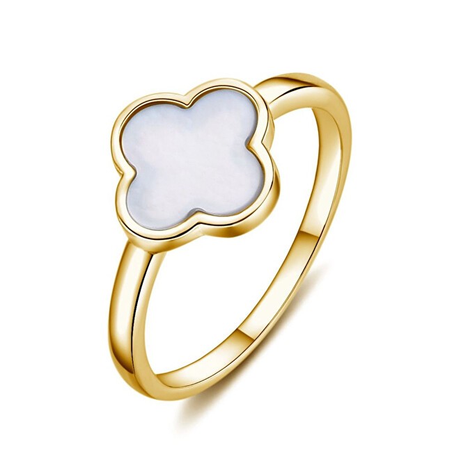 MOISS Anello placcato oro con quadrifoglio in madreperla R0004476-P - Circonferenza: 55 mm donna