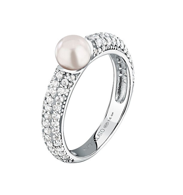 Morellato Anello in argento con vera perla e zirconi Perla SXU500 - Circonferenza: 58 mm donna