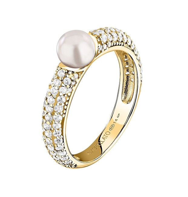 Morellato Anello placcato oro con vera perla e zirconi Perla SXU510 - Circonferenza: 58 mm donna