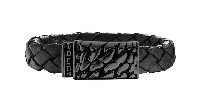 Mensola Bracciale in pelle nera da uomo PJ25729BLB01 - Lunghezza: 17 cm uomo