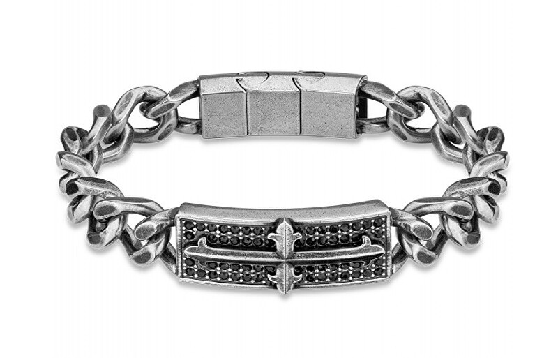 Mensola Bracciale in acciaio massiccio con cristallo PEAGB2120404 - Lunghezza: 19 cm uomo