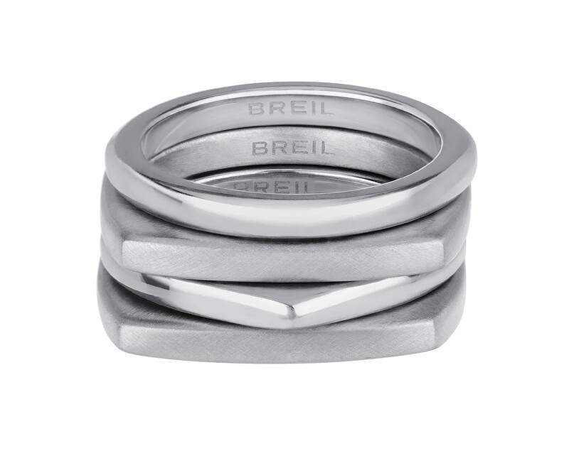 BREIL Modern set anelli in acciaio New Tetra TJ301 - Diametro: 56 mm donna