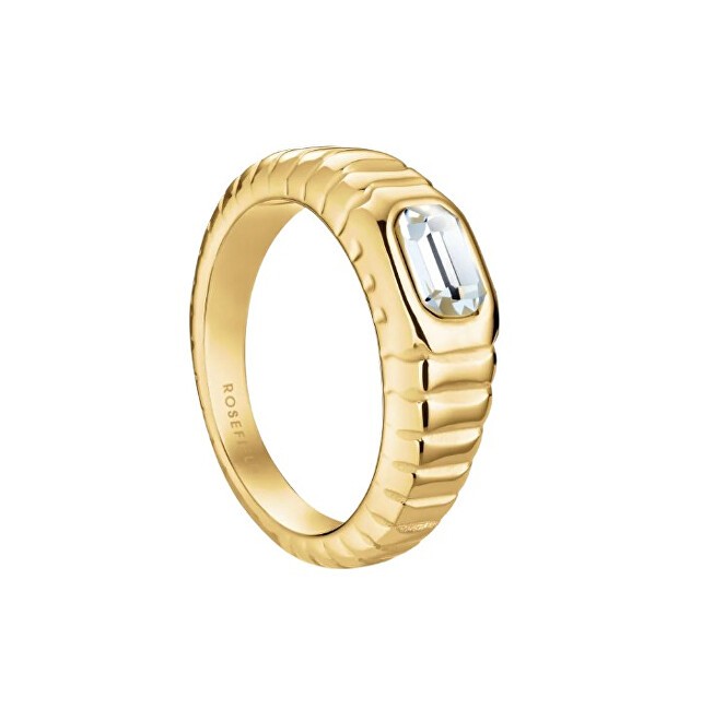 Rosefield Splendido anello in acciaio placcato oro con cristallo iconico JROR - Diametro: 54 mm donna