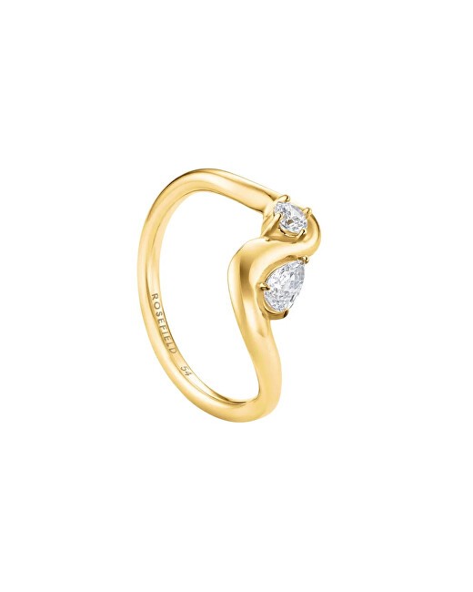 Rosefield Anello ondulato placcato oro con cristalli Wave JRMW - Circonferenza: 50 mm donna