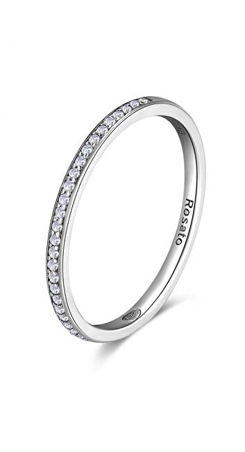 Rosato Anello minimalista in argento con zirconi Allegra RZA029 - Diametro: 56 mm donna