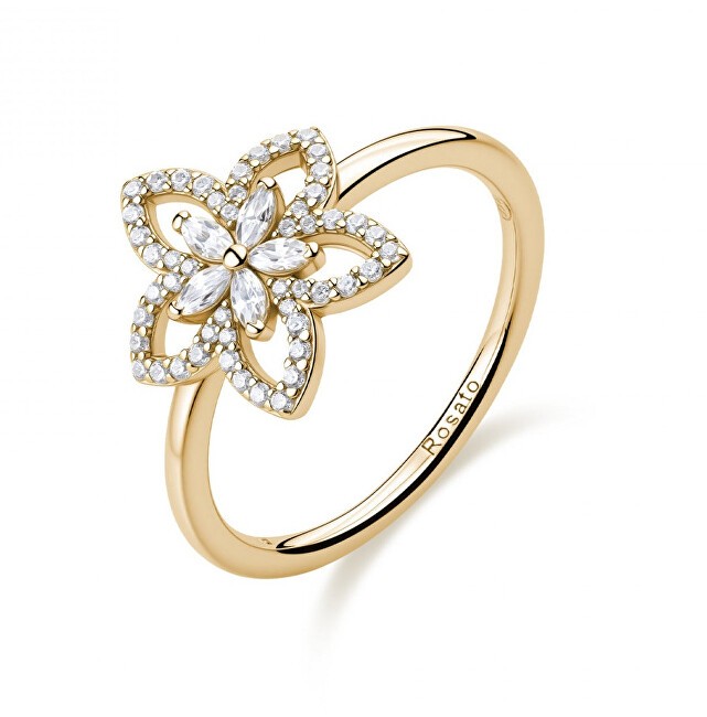 Rosato Anello da donna placcato oro con fiore e zirconi Gaia RZGA99 - Circonferenza: 60 mm donna