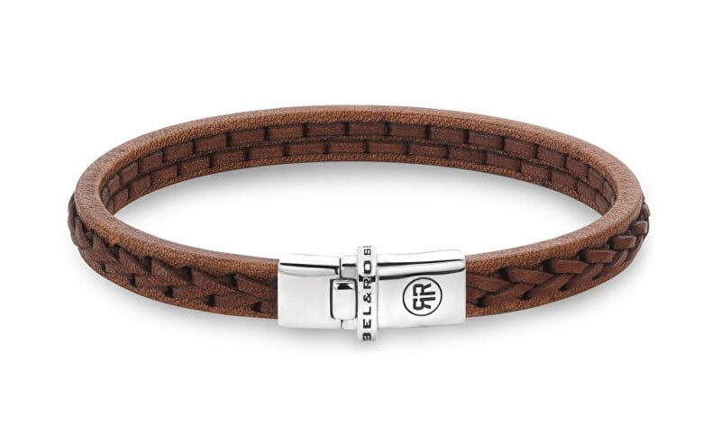 Rebel&Rose Bracciale in pelle marrone cognac intrecciata RR-L0156-S - Dimensioni: 20 cm - L+ uomo