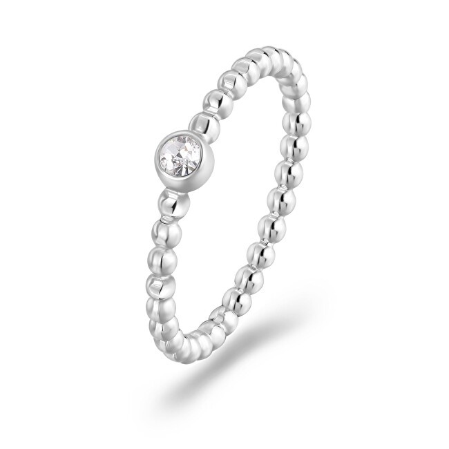 S'Agapõ Anello minimalista in acciaio con cristallo For Love SFV46 - Diametro: 52 mm donna
