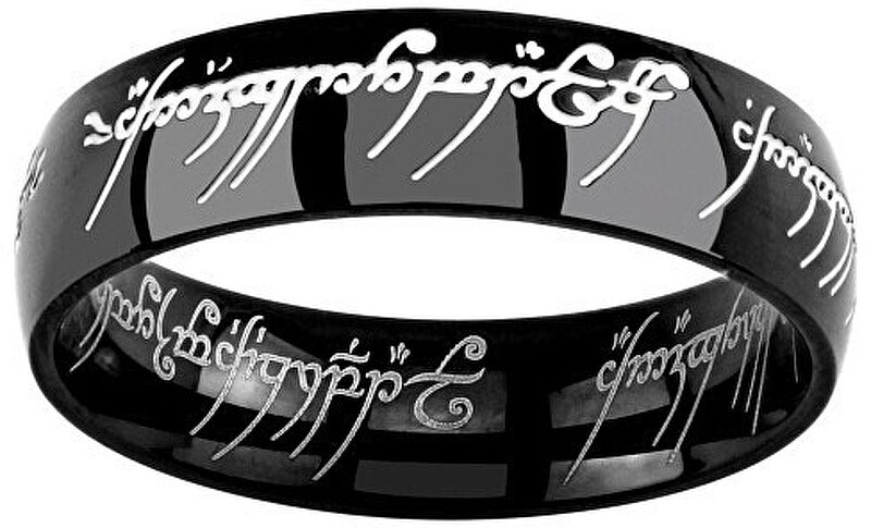Silvego Anello del potere in acciaio nero dal film Il Signore degli Anelli RRC5623 - Diametro: 58 mm unisex
