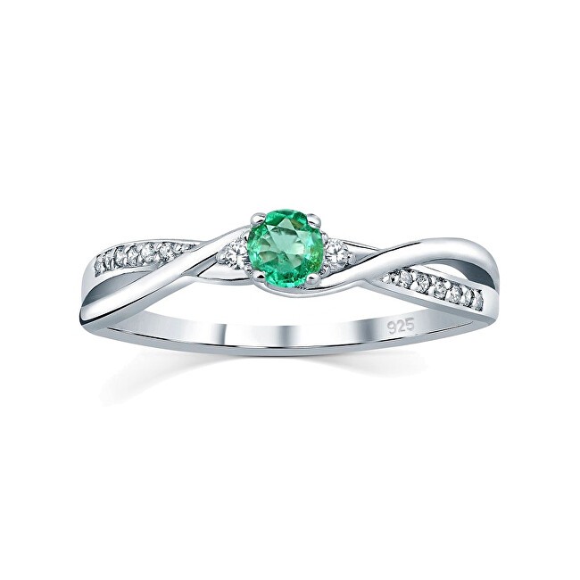 Silvego Anello in argento con vero smeraldo naturale JJJR1100ER - Diametro: 50 mm donna