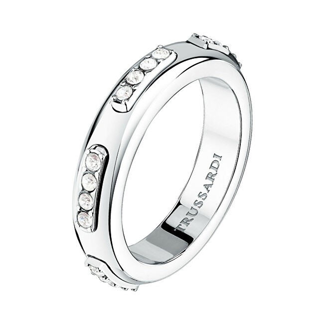 Trussardi Anello in acciaio lucido con cristalli Concept TJAYY13012 - Circuito: 56 mm donna